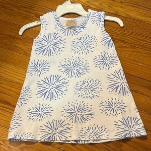 White and Blue Sleeveless Dress